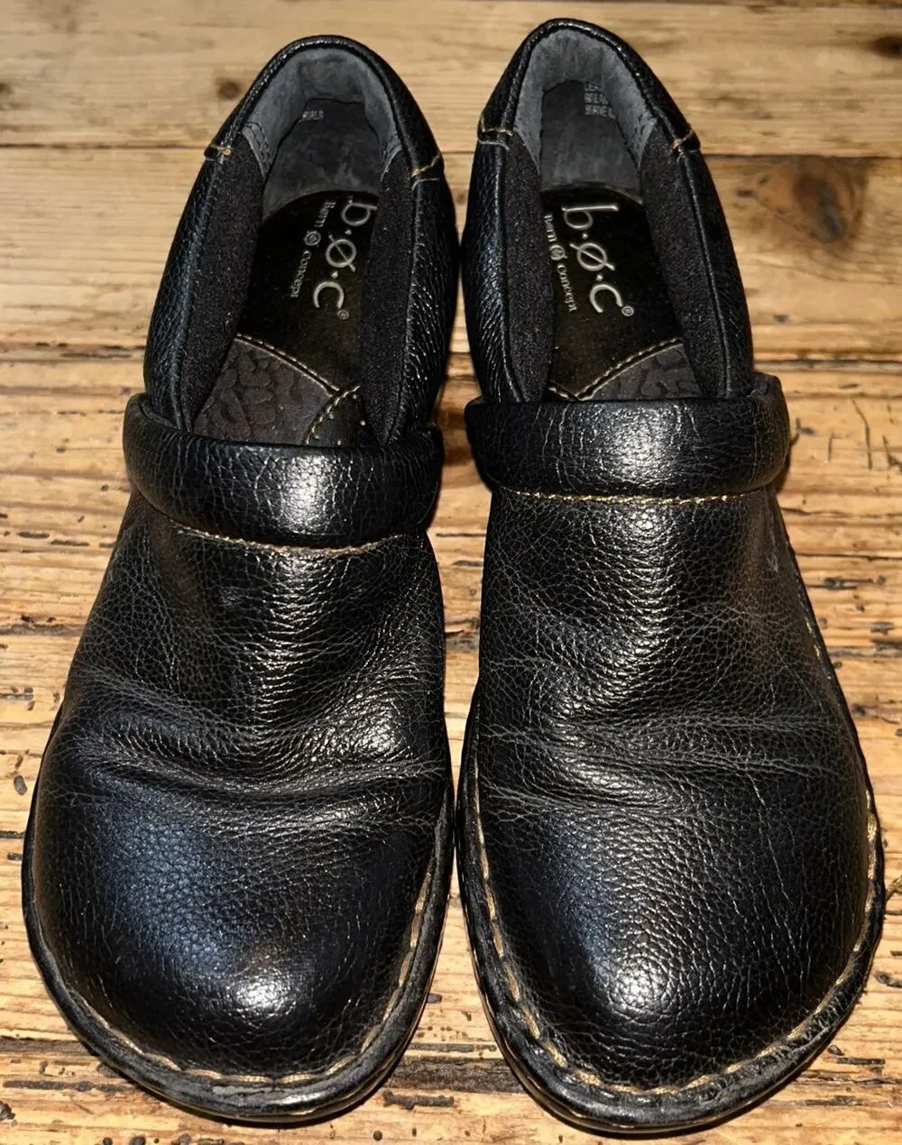 BOC Women’s Black Soft Leather Clogs Size 7/38